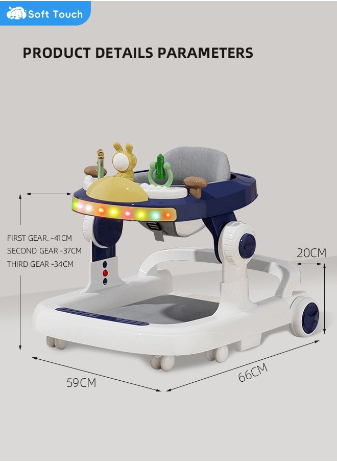 3 In 1 Baby Walker Multifunctional Kids Walker with Push Handle Baby Push Walker with Music and Light for Infants Boys Girls 6 to 36 Months