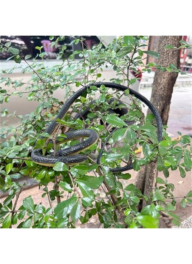 Realistic Rubber Snakes Fake Snake Toys Black Mamba Snakes Figurine to Keep Birds Away 51'Long Plastic Snakes Prank Props Cobra for  Garden Apri Fool's Day