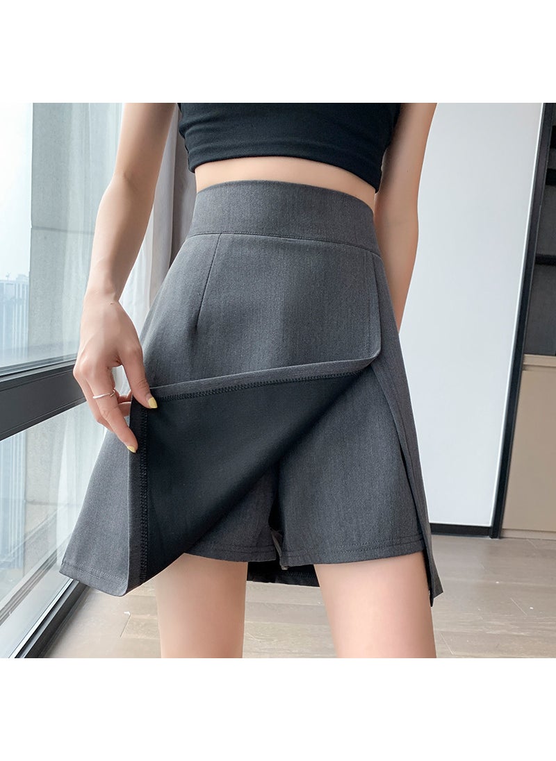 2023 Slimming Pleated A-Line Skirt for Plus Size Gray [irregular skirt]]