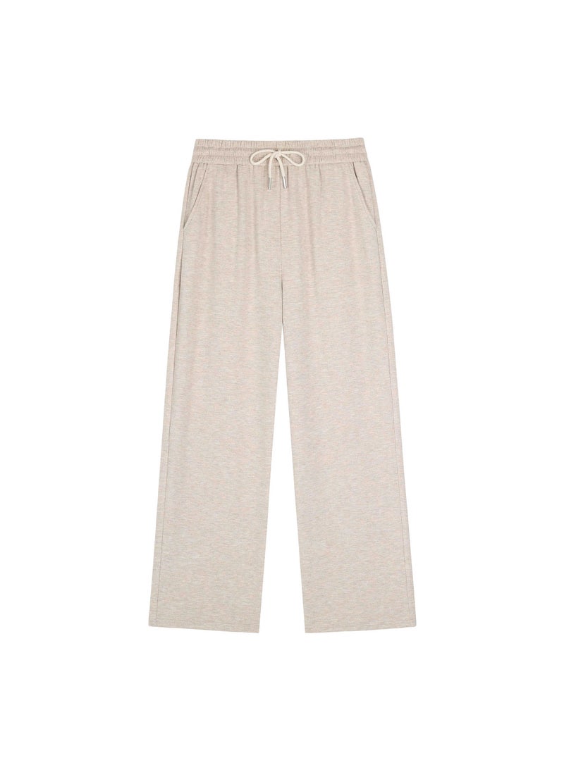 Plus Size Knitted Palazzo Pants for Women Oatmeal