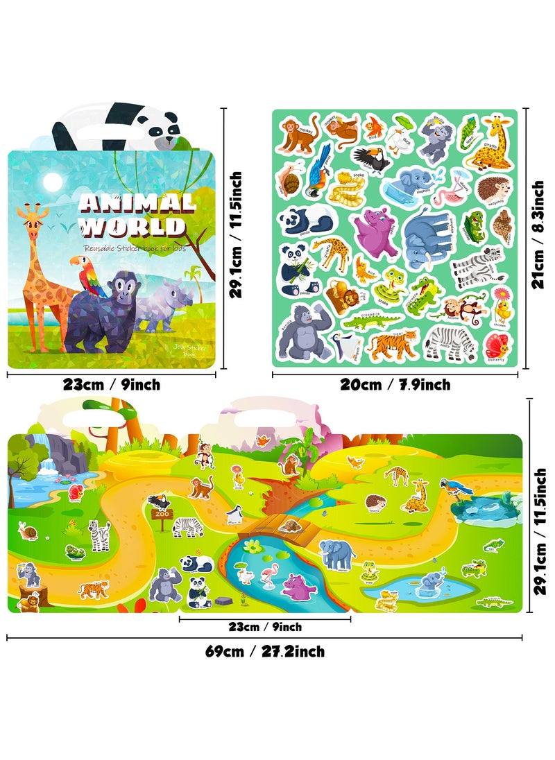 Reusable Sticker Books for Kids 2-4, 3 Sets Sticker Books for Toddlers 1-3, Toddler Sticker Book Age 2-4, Cute Waterproof Stickers for Kids Teens Girls Boys, Birthday Gifts