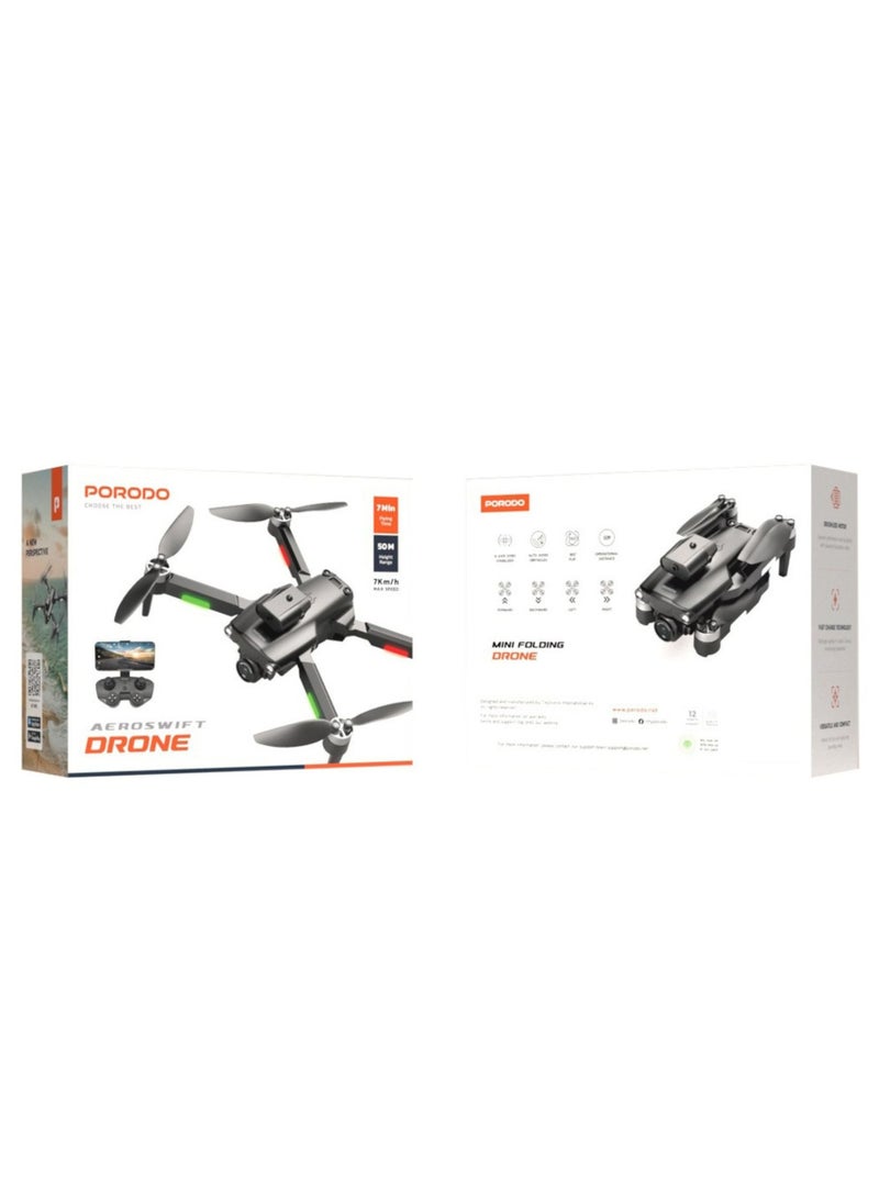 R/C Folding Drone With Brushless Motor and Infrared Obstacle Avoidance,50M Height,7KM/H Max Speed Suitable for Kids & Adult,Fast-Charge Tech,Versatile & Compact,6-Axis Gyro Stabilizer,360˚ Flip- Black