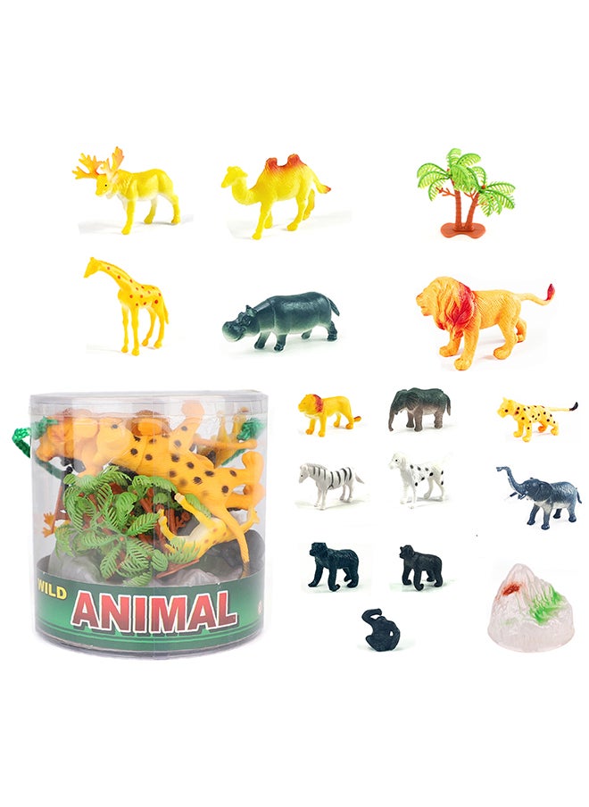 Galaxy Wildlife Explorer Animal Set - 18 Pieces | Diverse Animal Figurines with Palm Trees & Rock Accessories | Educational Safari Play for Kids