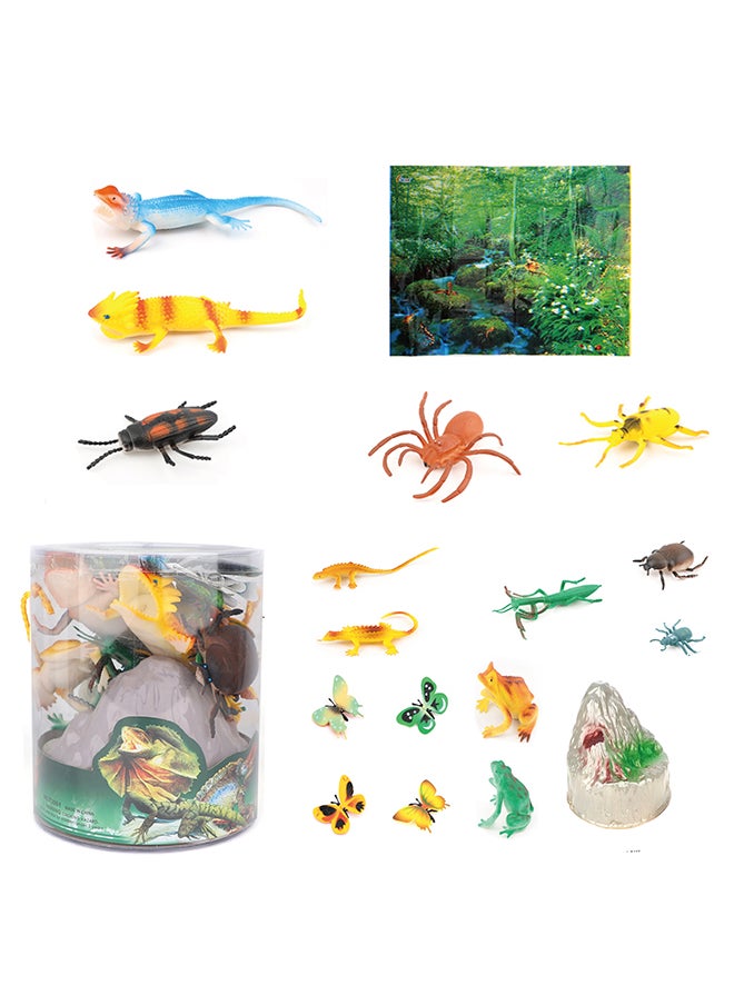 Galaxy Creepy Crawly Insect Set - 16 Pieces | Insect, Reptile & Amphibian Figurines with Habitat Accessories | Educational Bug Toy Set for Kids