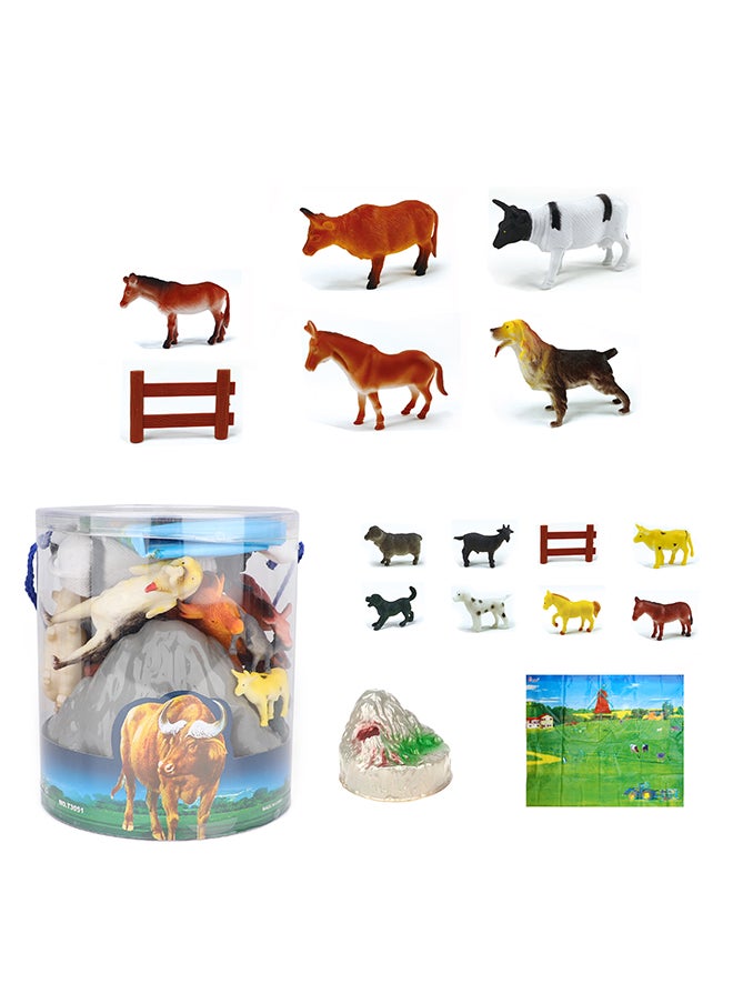 Galaxy Farmyard Friends Animal Set - 20 Pieces | Farm Animal Figurines with Playmat & Accessories | Educational Toy Set for Kids