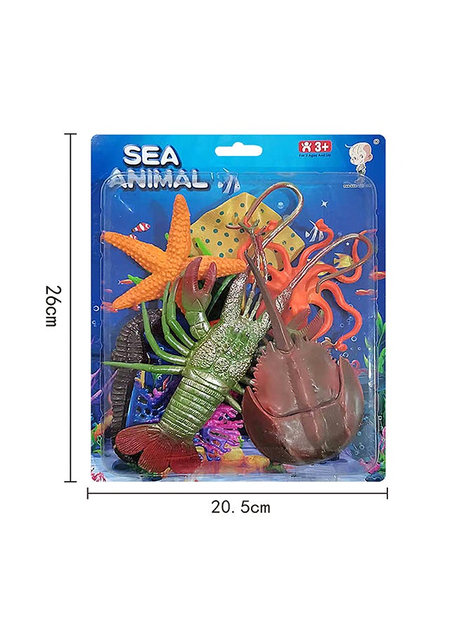 Galaxy Ocean Animal Toy Set - 7-Piece Marine Life Figures Including Lobster, Crab, Fish, and Dolphin - Educational & Imaginative Underwater Play (Ages 3+)