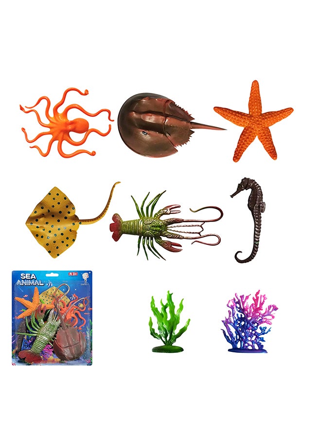 Galaxy Ocean Animal Toy Set - 7-Piece Marine Life Figures Including Lobster, Crab, Fish, and Dolphin - Educational & Imaginative Underwater Play (Ages 3+)