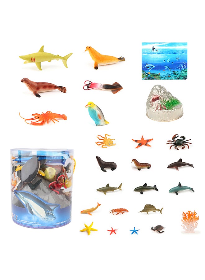 Galaxy Marine Explorer Ocean Animal Set - 24 Pieces | Ocean Animal Figurines with Coral Reef Accessories | Educational Marine Life Toy Set for Kids