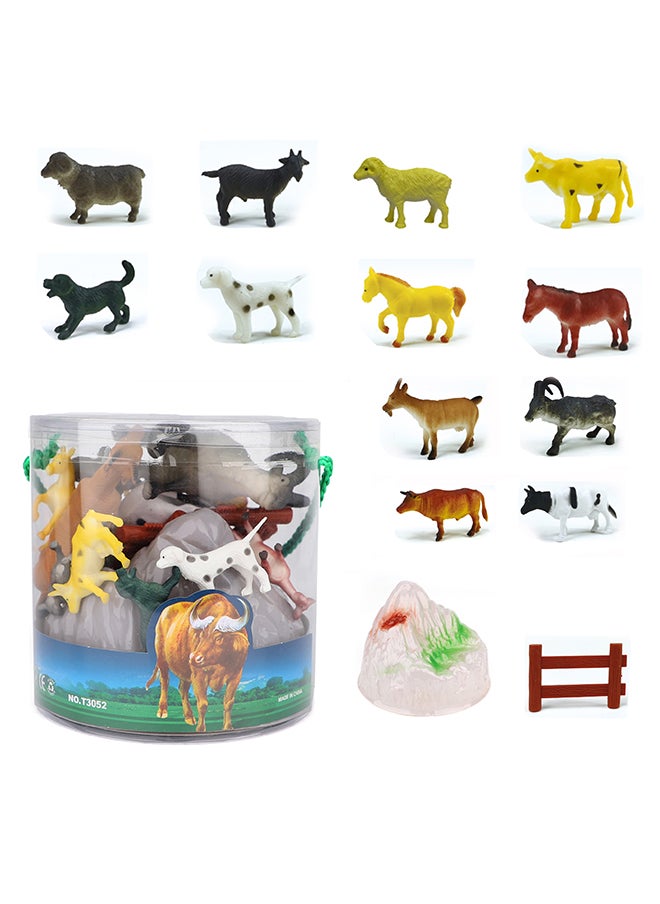 Galaxy Barnyard Adventure Farm Animal Set - 16 Pieces | Farm Animal Figurines with Fence & Mountain | Engaging Educational Play for Kids