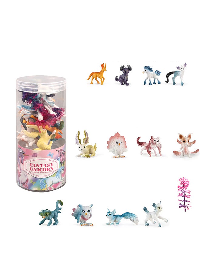 Galaxy Fantasy Spirit Animal Set - 14 Pieces | Magical Creature Figurines for Imaginative Play | Collectible & Giftable Fantasy Toy Set