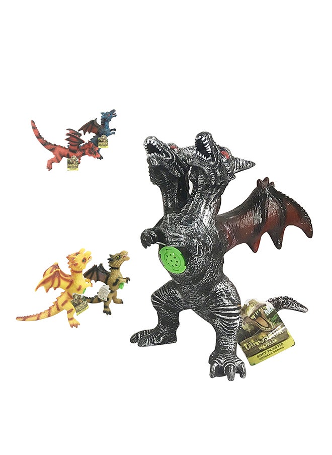 Galaxy Large Dinosaur Toy (Assorted) - 25-30 cm - T. rex Figures with Wings in Red, Yellow, Blue & Black - Durable Soft Plastic, Educational Play for Kids