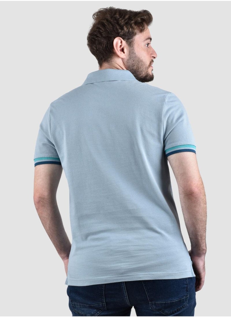 Men's Performance Slim Fit Lion Embroidery Solid Polo