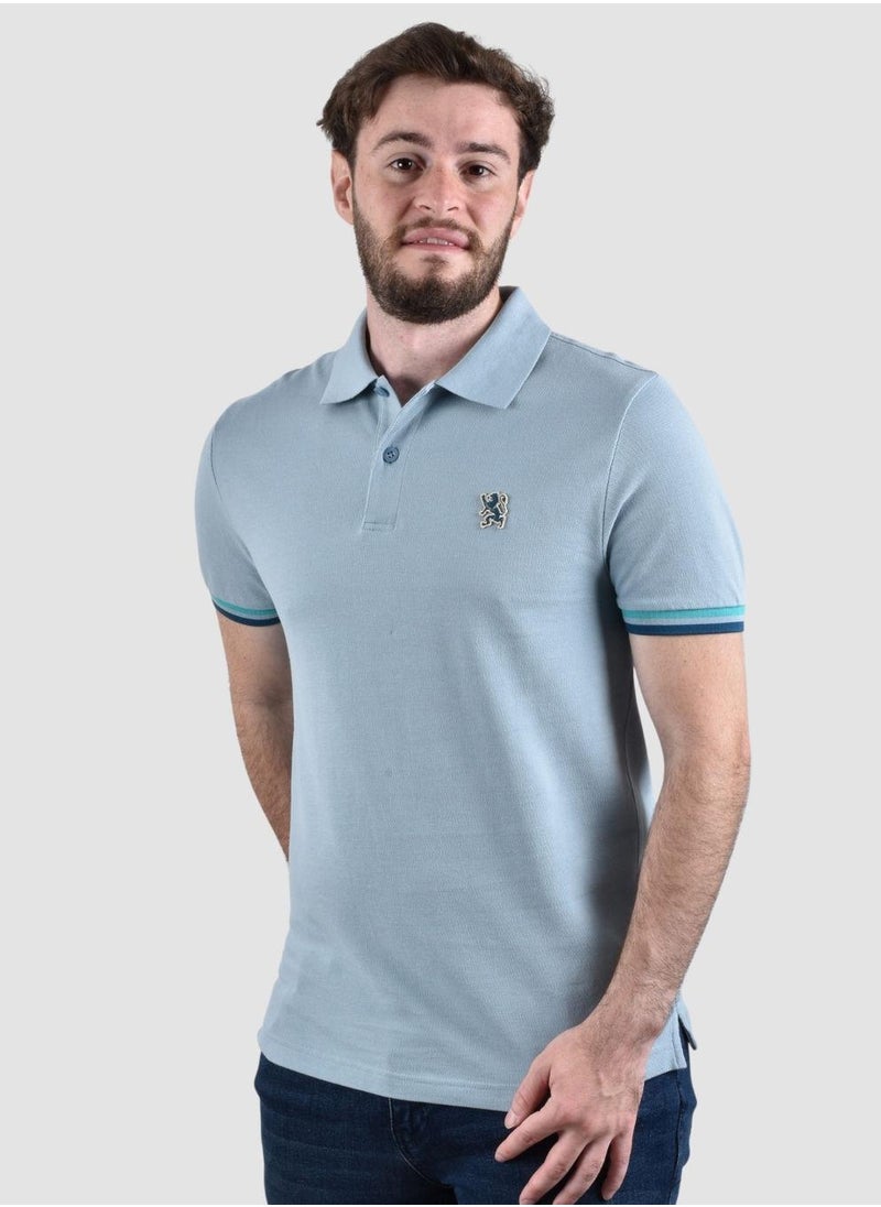 Men's Performance Slim Fit Lion Embroidery Solid Polo