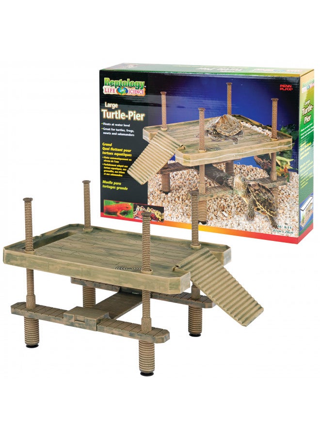 Penn-Plax Reptology Floating Turtle Pier and Basking Platform Decorative, Functional, and Naturally Inspired Large Size (Model Number: REP603)