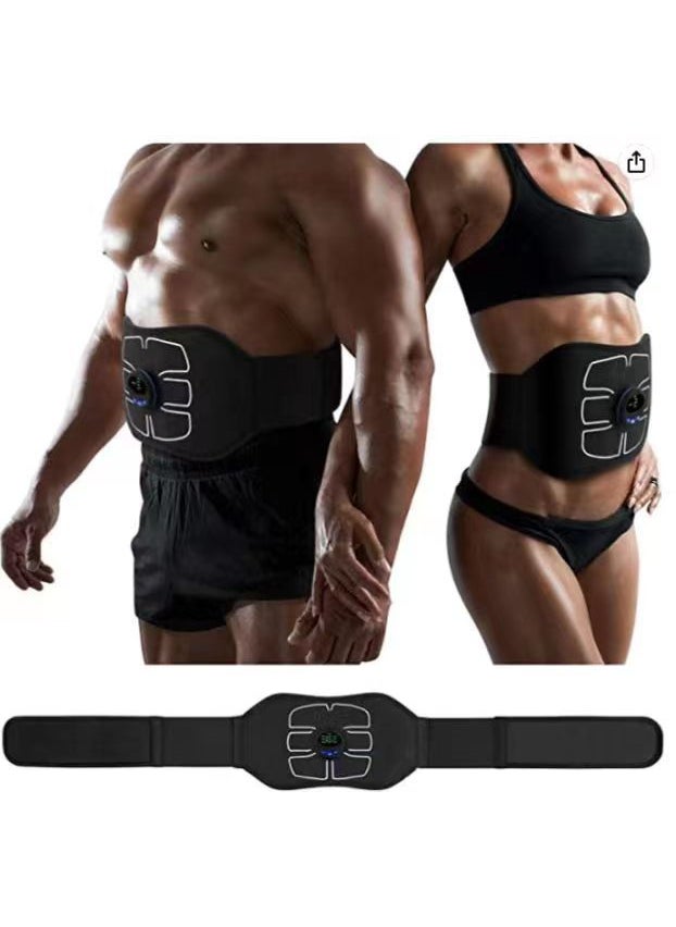 Fitness Belt Abdominal Muscle Sticker EMS Pulse Abdominal Fitness Appliance Household EMS Fitness Abdominal Fitness Rechargeable Massage Belt Black Edge