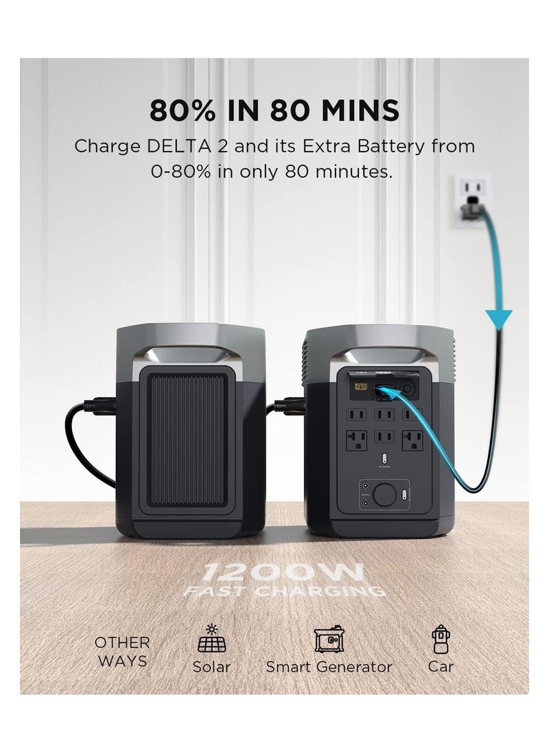 EF ECOFLOW DELTA 2 Portable Power Station Extra Battery, 1kWh Added Capacity for Home Backup Power, Portable Battery to Power Multiple Heavy-Duty Devices