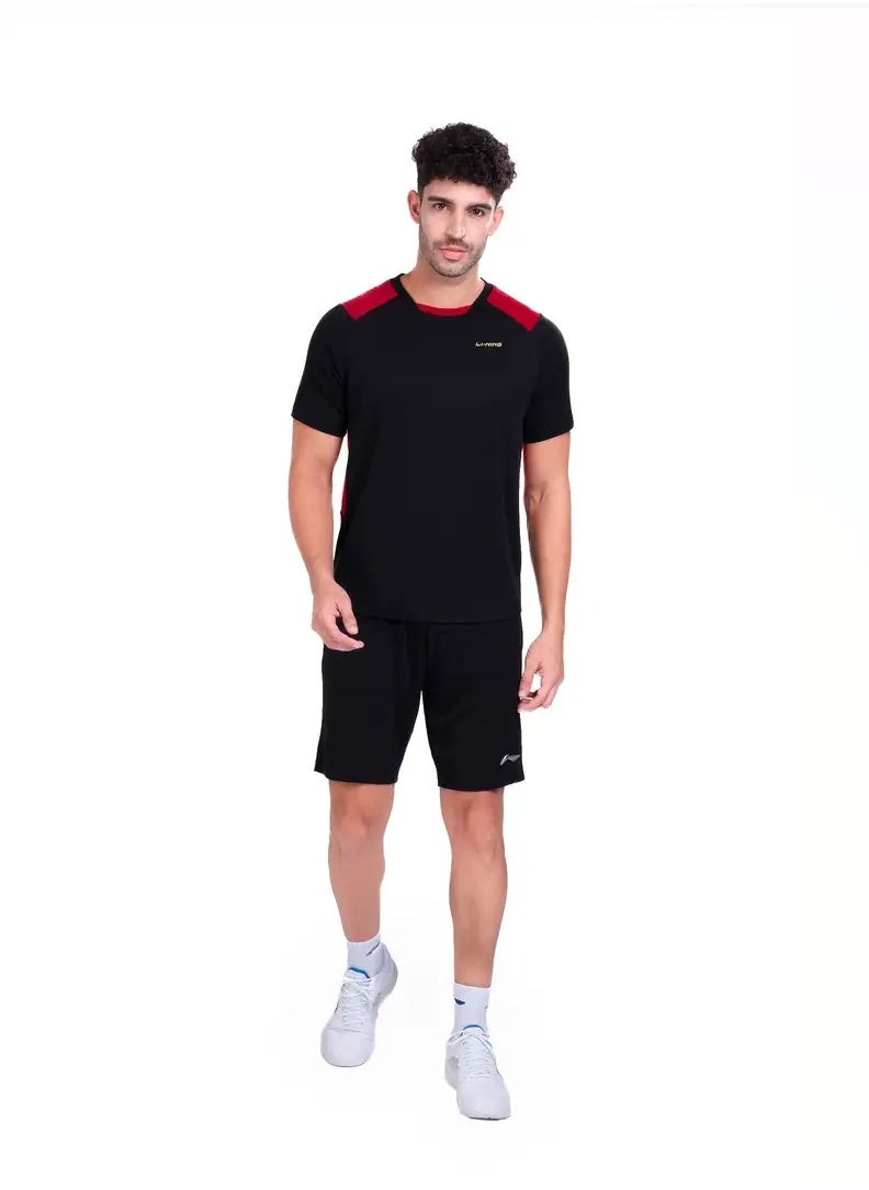 FLIP SIDE ROUND NECK-T SHIRT- (BLACK/RED) (APLT777-4-L)