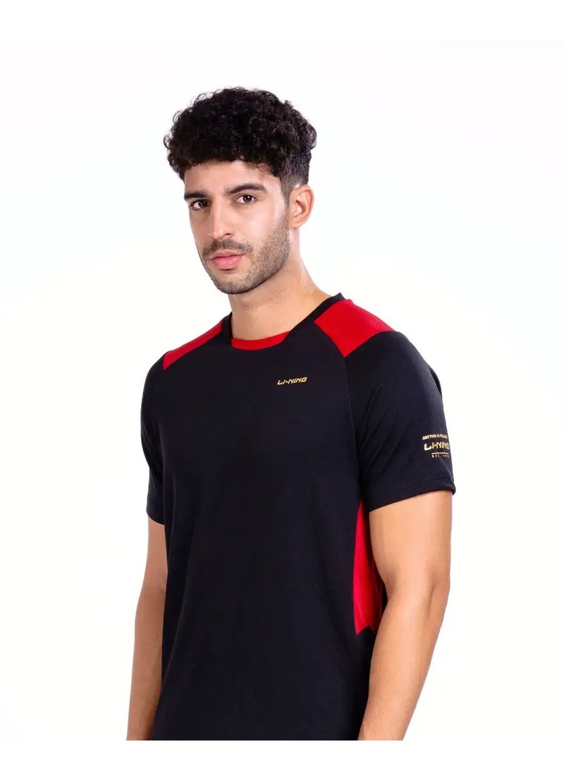 FLIP SIDE ROUND NECK-T SHIRT- (BLACK/RED) (APLT777-4-L)