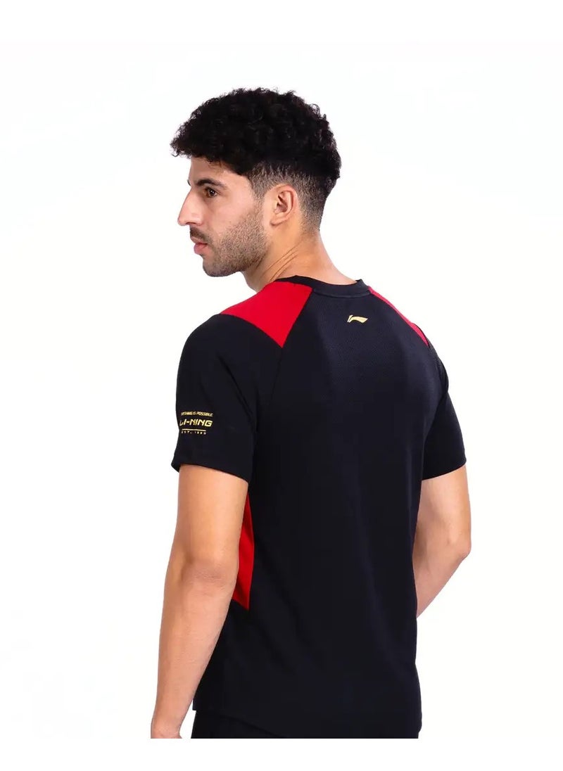 FLIP SIDE ROUND NECK-T SHIRT- (BLACK/RED) (APLT777-4-L)