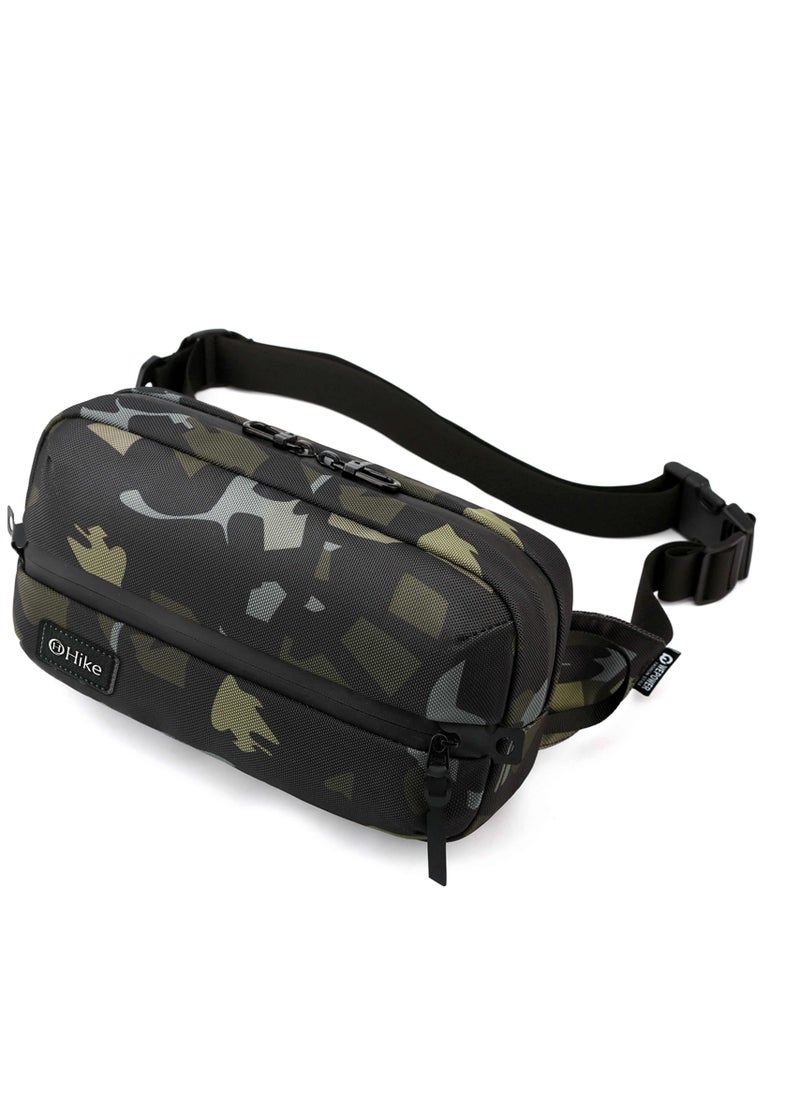 Hike 11-inch Waist Bag Anti-Theft Water Resistant Shock Proof Business Leisure Crossbody Chest Bag for Men and Women, HK2121-CAMOUFLAGE