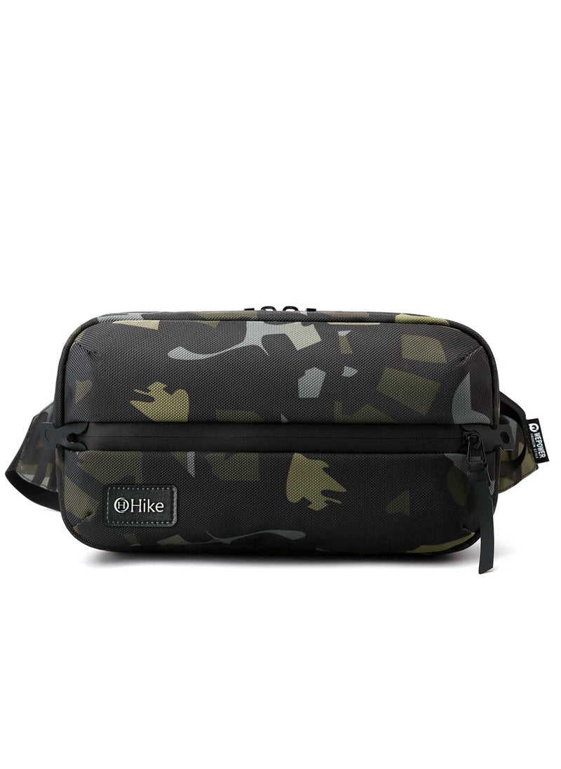 Hike 11-inch Waist Bag Anti-Theft Water Resistant Shock Proof Business Leisure Crossbody Chest Bag for Men and Women, HK2121-CAMOUFLAGE