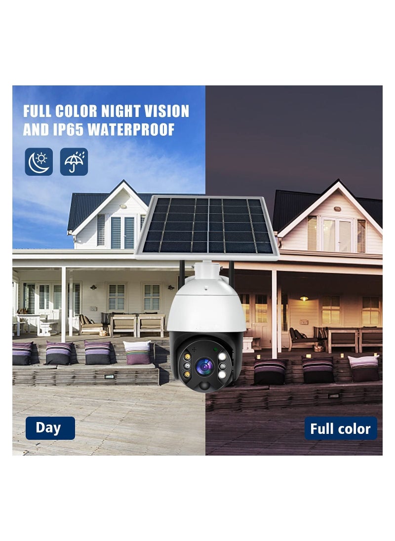 Outdoor Security Camera,Solar Powered Battery WiFi Camera Wire Free Outdoor 1080P Pan Tilt Wireless Camera PIR Motion 2 Way Audio Night Vision Cloud Storage