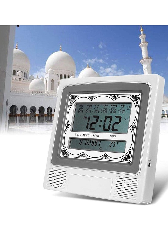 Digital Azan Table Alarm Clock Silver/Black 227x32x215mm