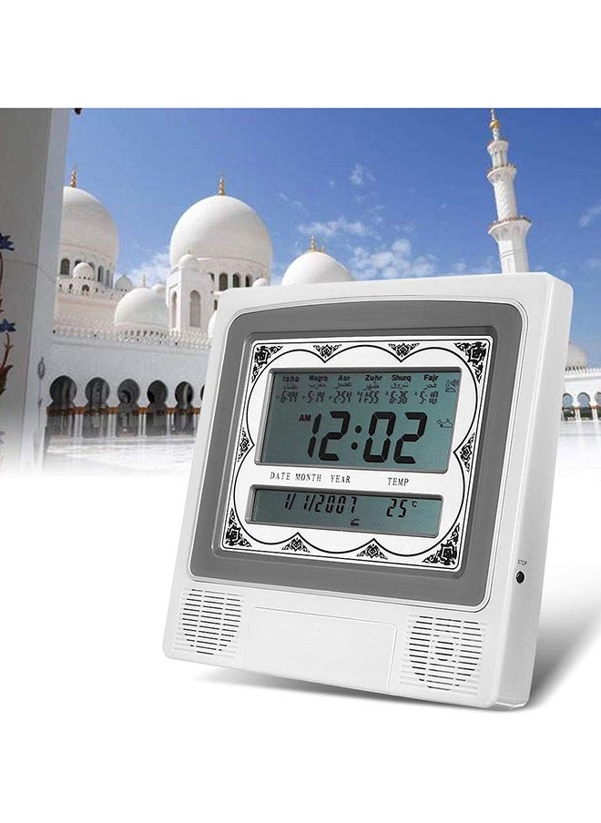 Digital Azan Table Alarm Clock Silver/Black 227x32x215mm