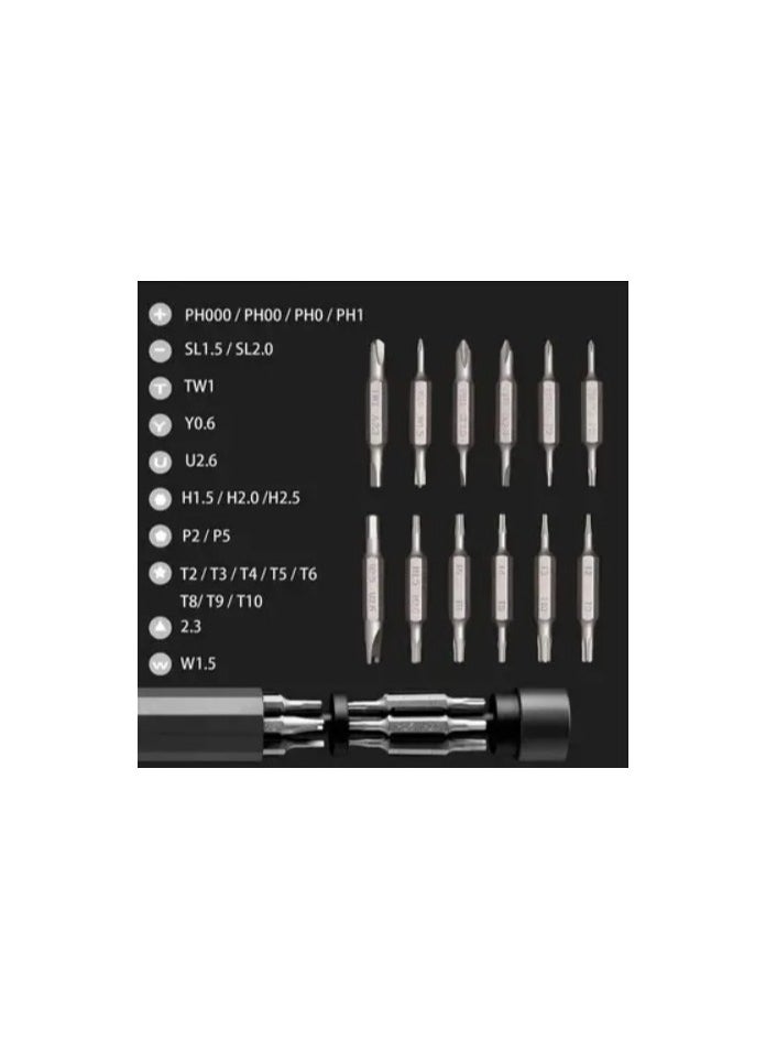 HOTO 24-in-1 Precision Screwdriver Gray | 24 S2-Steel Precision Bits | 360° Free-Rotating Lid | Magnetic Storage | Aluminum Alloy Body | MoMA Design