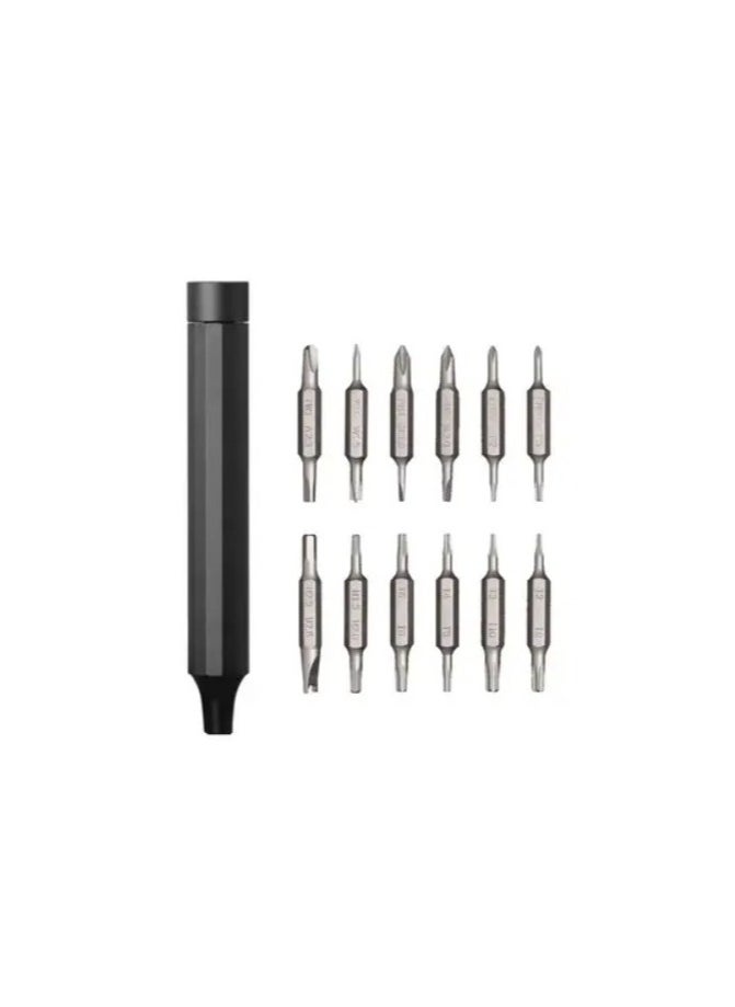 HOTO 24-in-1 Precision Screwdriver Gray | 24 S2-Steel Precision Bits | 360° Free-Rotating Lid | Magnetic Storage | Aluminum Alloy Body | MoMA Design