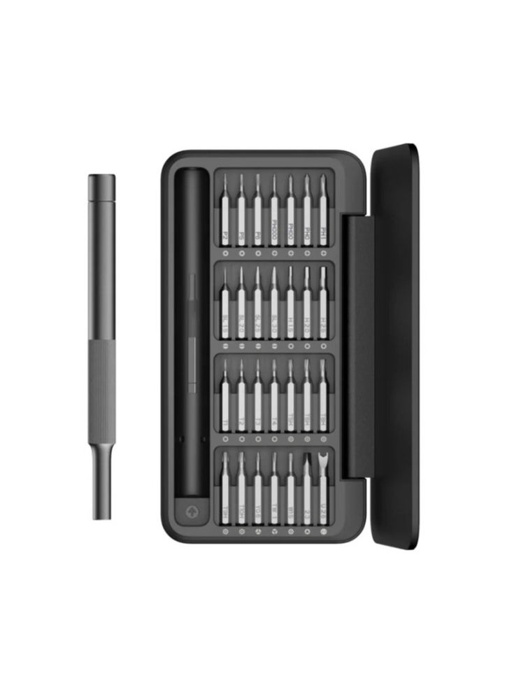 HOTO 28-in-1 Precision Screwdriver Set | 28 S2-Steel Precision Screwdriver Bits | 360° Free-Rotating Lid | Magnetic Screwdriver Chunk | Magnetic Storage | Semi-Auto Box Cover | Grey