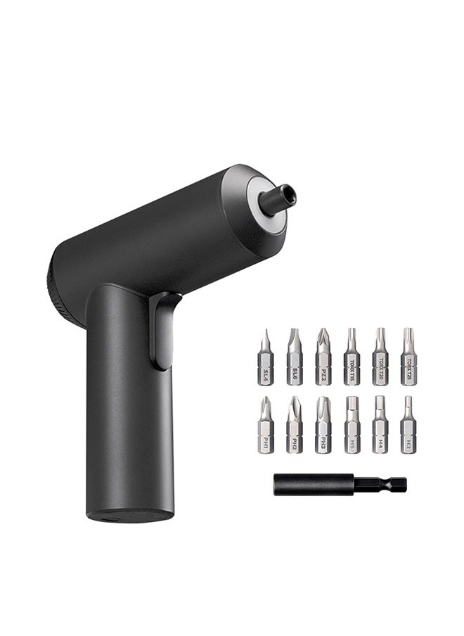 13-Piece Mijia Cordless Rechargeable Screwdriver With Screw Bits Set Black 16.5x6x16.5cm