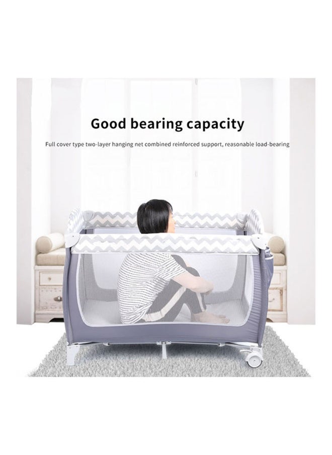 Foldable Baby Bed With Storage Bag, Wheels, Mosquito Net, Mattress, Arch Toy And Changing Table, 110 X 76 X 76 CM,  0 To 3 Years Old