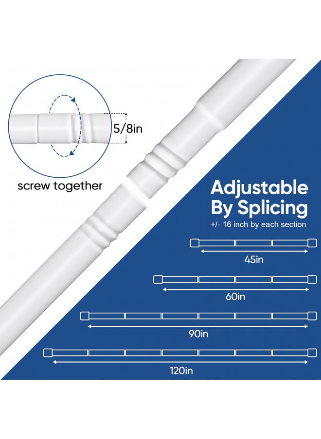 SIMEWIN Curtain Rods No Drilling for Windows 30 to 60 Inches,5/8 Inch Diameter No Drill Small Curtain Rod Set with 3M Adhesive Brackets, White