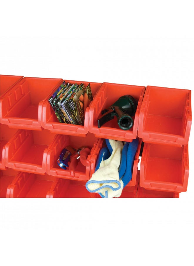 Performance Tool W5186 15-Bin Table Top Storage Rack , Red