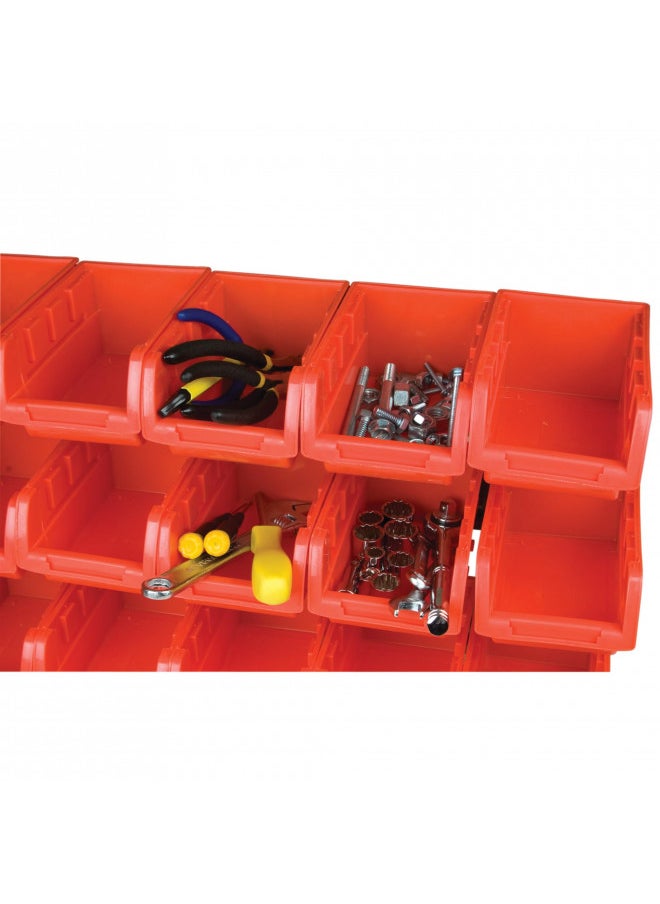 Performance Tool W5186 15-Bin Table Top Storage Rack , Red