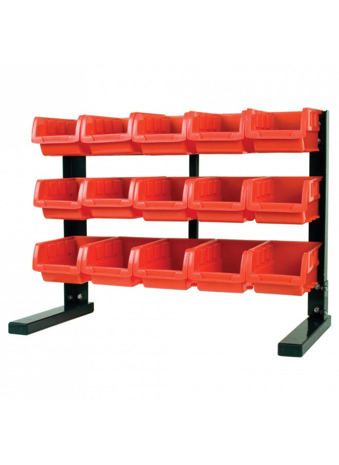 Performance Tool W5186 15-Bin Table Top Storage Rack , Red