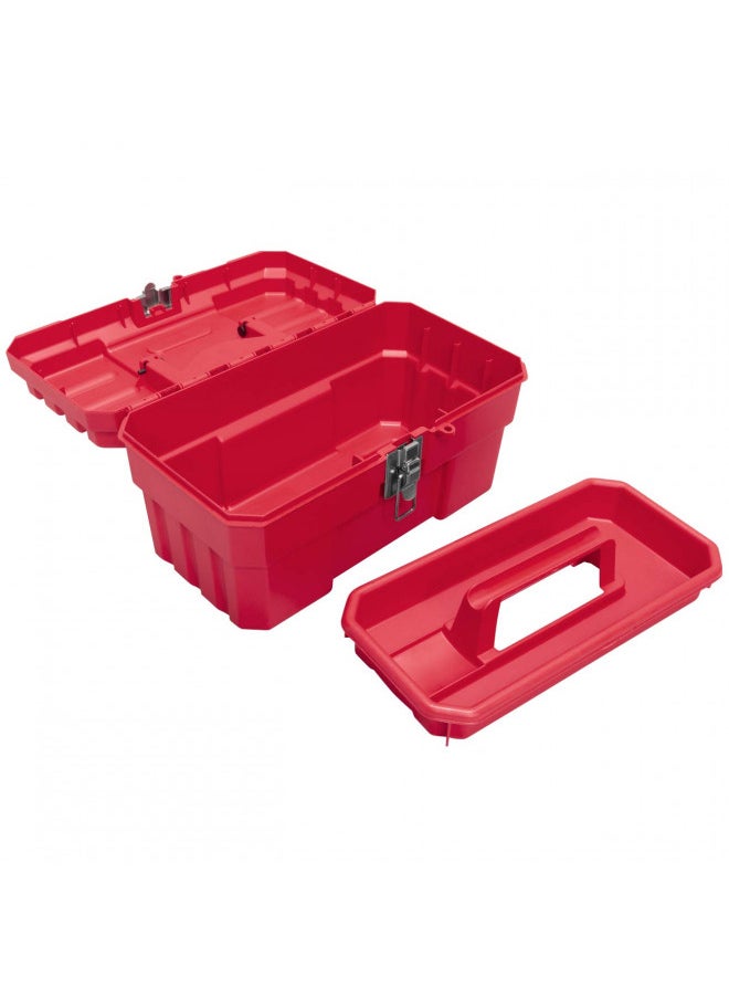 Akro-Mils 09514 ProBox 14-Inch Plastic Toolbox for Tools, Hobby or Craft Storage Toolbox with Removable Tray, 14-Inch x 8-Inch x 8-Inch, Red