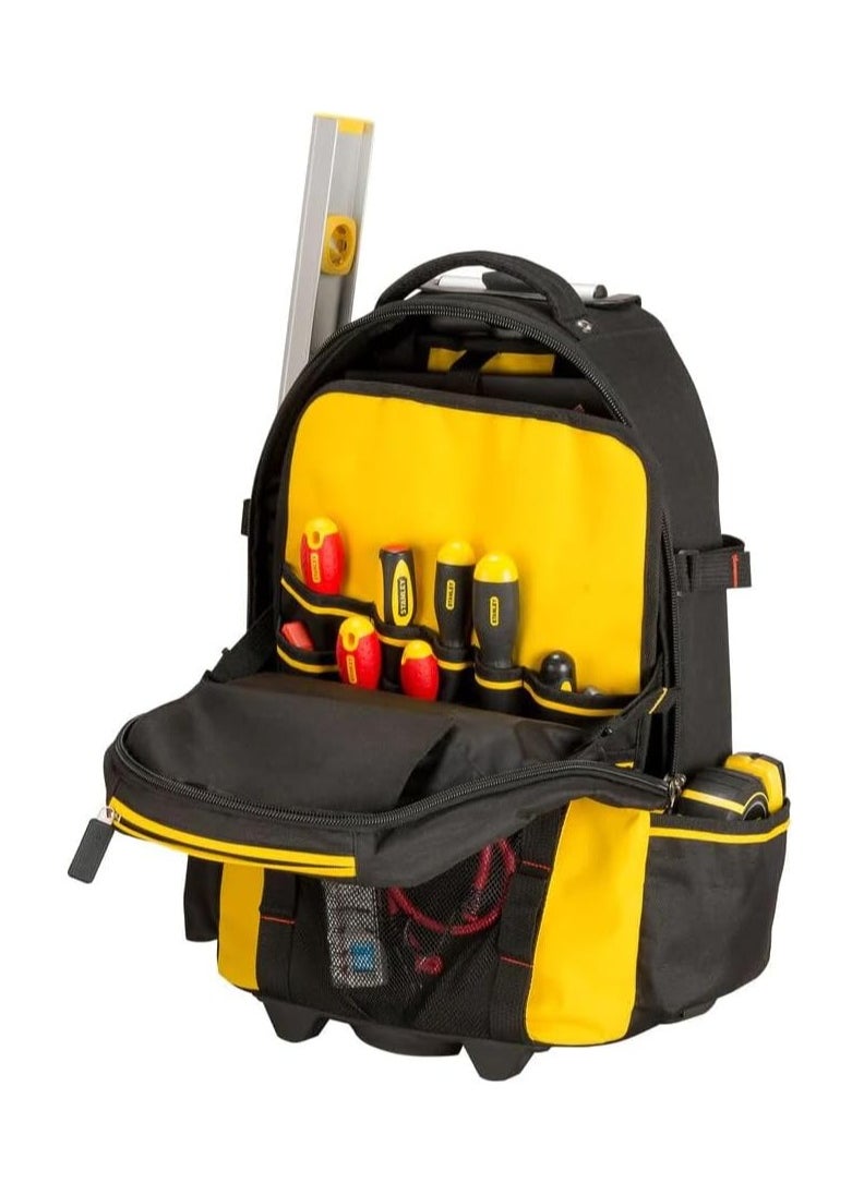 Fatmax 1-79-215 Backpack with Wheels & Telescopic Handle | Tool Backpack with Removable Pockets