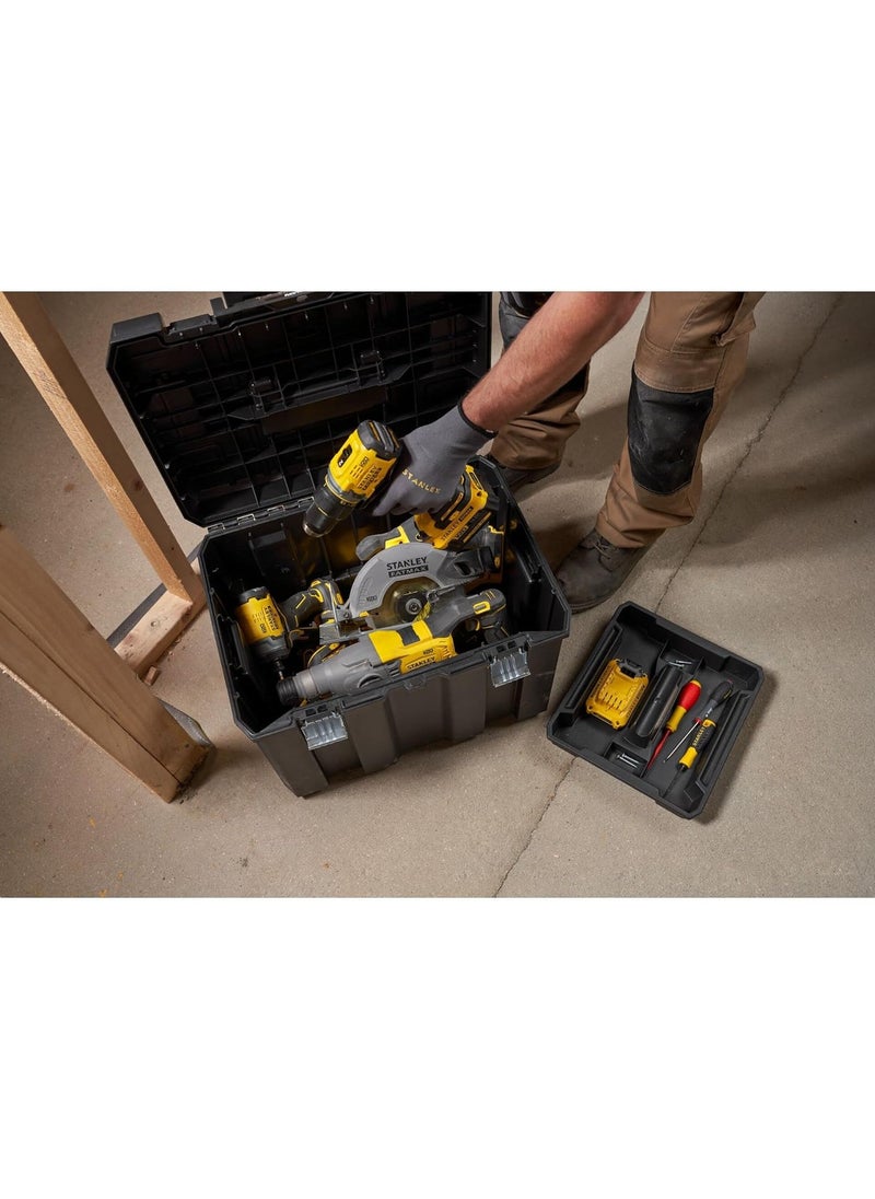 FatMax Mobile Tool Box Tstak FMST1-75753 | Telescopic Handle, Metal Closures, Stackable Storage Box