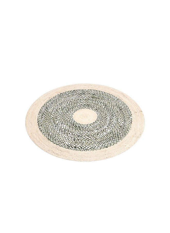 SAFAVIEH Cape Cod Collection 3' Round Green / Natural CAP210Y Handmade Braided Jute & Cotton Area Rug