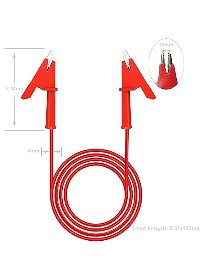 Dual Alligator Clips Electrical Test Leads,Insulation Car Battery Test Lead, for Multimeter Leads,Jumper Wires Alligator Clips Length 3.3 ft/1m 2 Pcs (Black & Red)