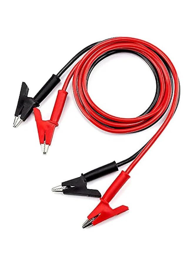 Dual Alligator Clips Electrical Test Leads,Insulation Car Battery Test Lead, for Multimeter Leads,Jumper Wires Alligator Clips Length 3.3 ft/1m 2 Pcs (Black & Red)