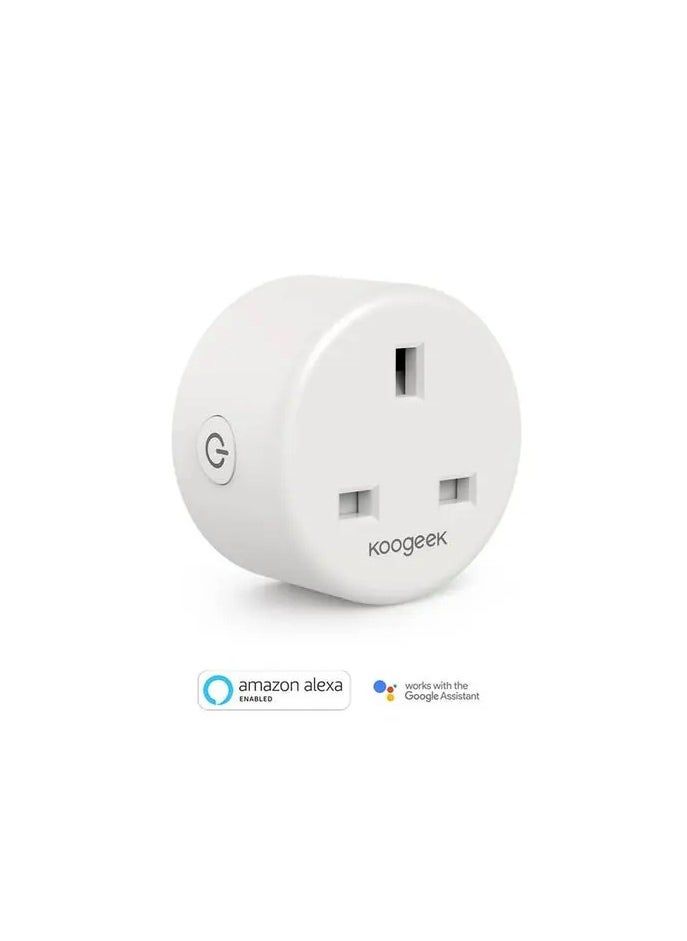 Smart Plug / Wi-Fi Enabled / Voice Control via Alexa & Google Assistant / Remote Monitoring & Control with Koogeek / Overload & Overcurrent Protection / Fire-Retardant Housing & Safety Cover - White