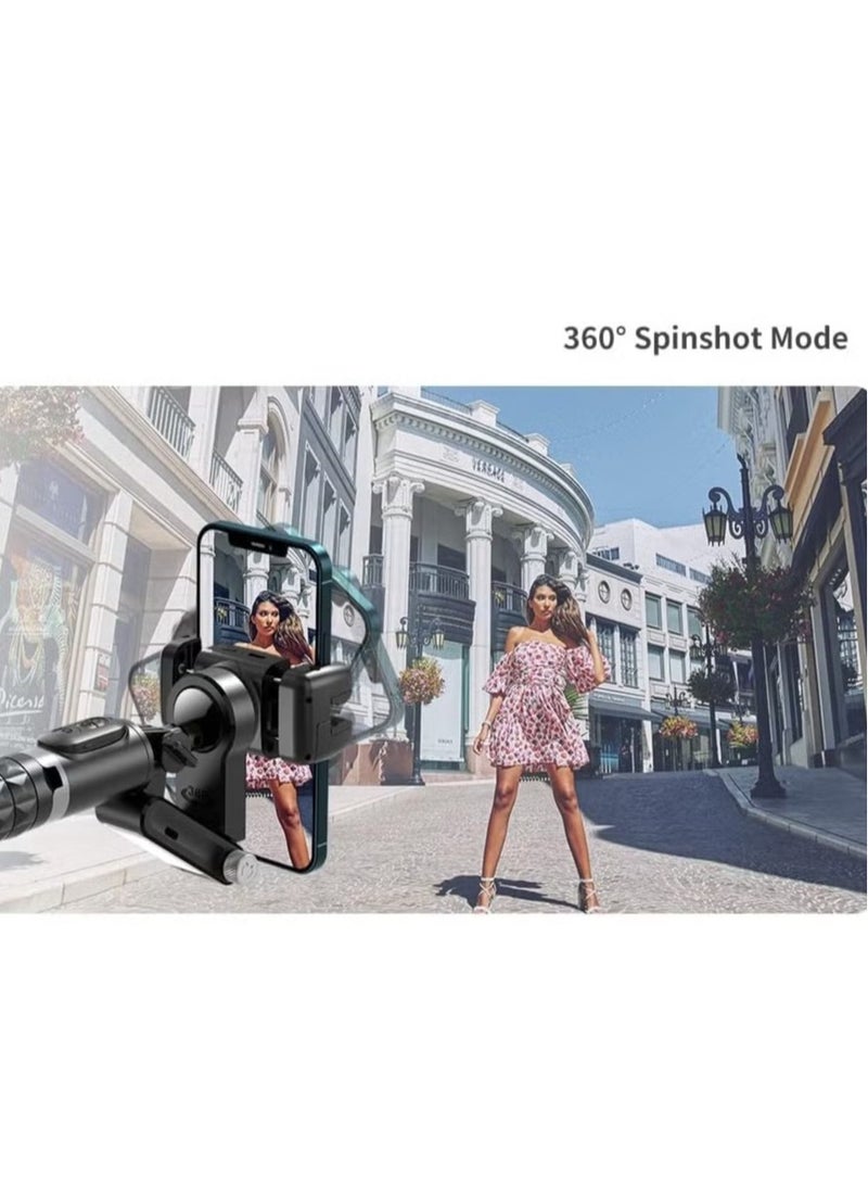 Q18 Desktop Tripod Gimbal Stabilizer with 360° Rotation, Wireless Remote & Auto-Tracking – Portable Smartphone Stabilizer with Fill Light for iPhone & Android