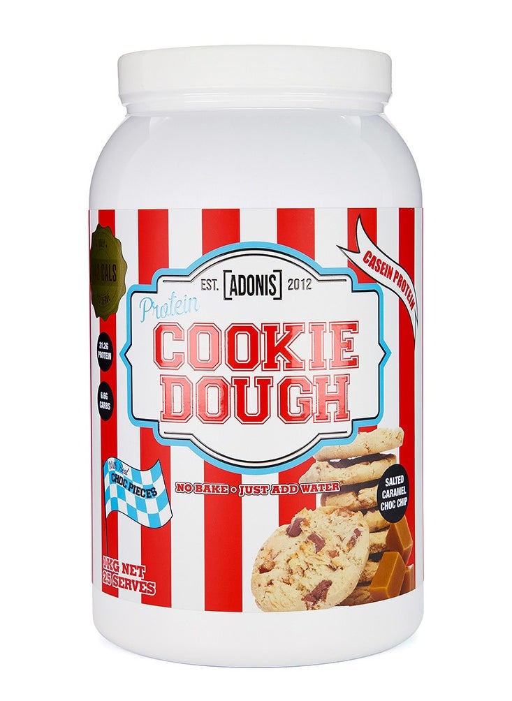 ADONIS,PROTEIN COOKIE DOUGH,SALTED CARAMEL CHOC CHIP,,25 SERVINGS 1KG