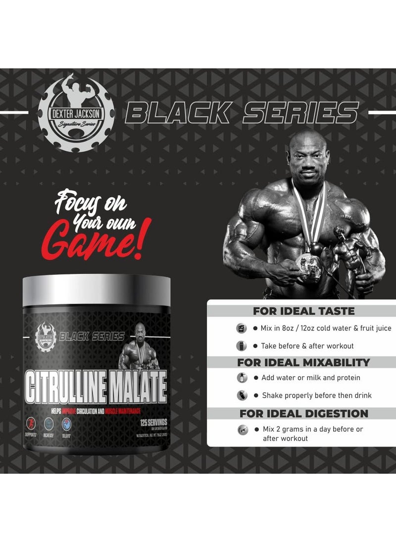 Black Series Citrulline Malate 250g - 125 Servings | Premium Nitric Oxide Support for Enhanced Blood Flow and Workout Performance