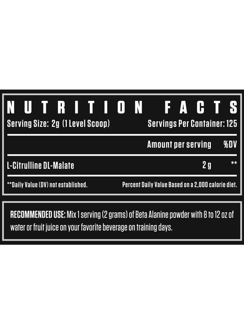 Black Series Citrulline Malate 250g - 125 Servings | Premium Nitric Oxide Support for Enhanced Blood Flow and Workout Performance