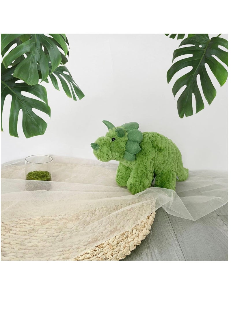 Soft Triceratops Stuffed Animal Soft Plushie Dinosaur Plush Toy Adorable Gift for Boys Girls Kids Toddlers, Green, 15''