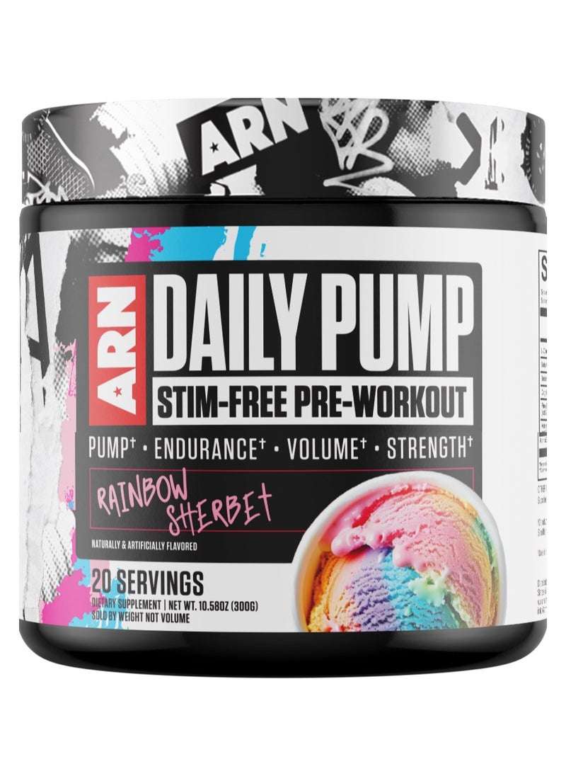 Arms Race Nutrition Daily Pump Stim / Caffeine-Free Pre-Workout, 20 Servings (Rainbow Sherbet)